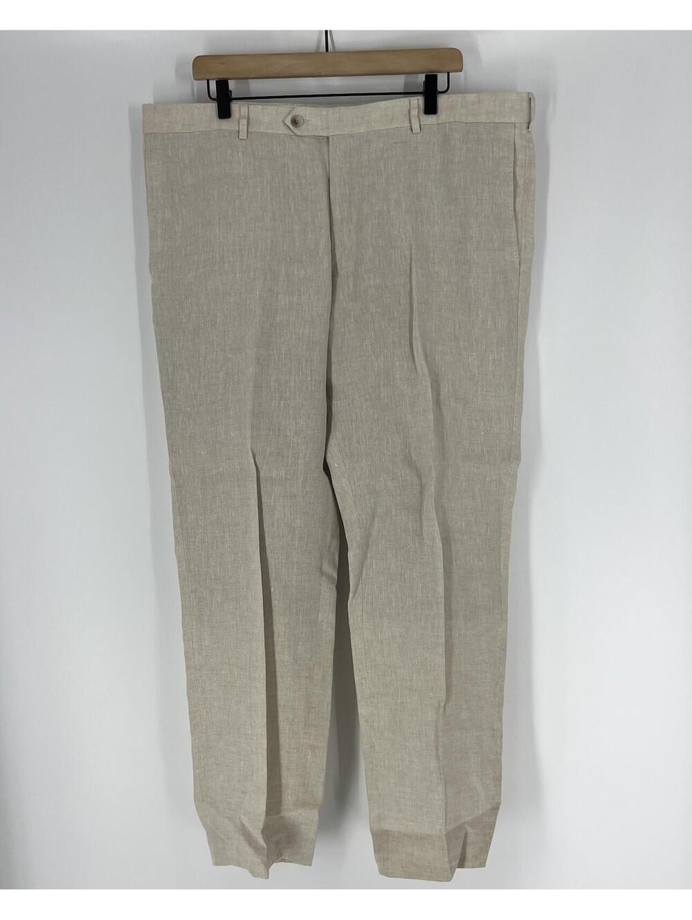 John W Nordstrom Dress Pants Size 40x32 Men Tan Ormezzano Italian Linen Trousers